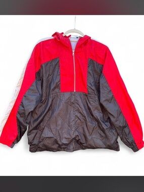Vintage 90s Red and Black Half-Zip Windbreaker Jacket